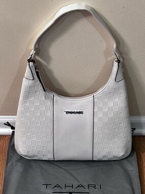 Tahari Delta Hobo Shoulder Handbag Bone Soft Cream Neutral Tone Retail $129